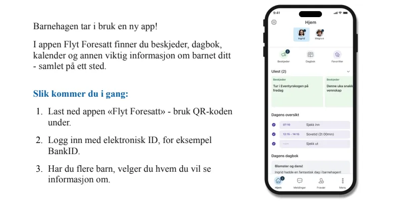 Barnehage og skole i Hol kommune har nå samme foresatt app🩵